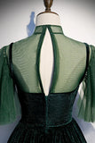 Green Velvet Long Prom Dress, Elegant A-Line Green Evening Dress HZ1024