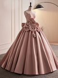Pink Strapless Satin Long Prom Dress, Beautiful A-Line Evening Dress HZ1024