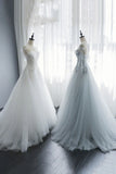 Previous Next A-Line Tulle Lace Long Prom Dresses, Evening Party Dresses HZ1024