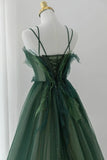 Green Tulle Long A-Line Prom Dress, Green Formal Evening Dress HZ1024