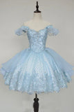 Vintage Pink Beading Design Short Evening Dress, A-line Off-the-shoulder Homecoming Dress HZ1024